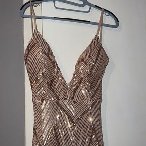 Rose gold mermaid dress with open back